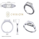 Emerald Cut Moissanite Signet Ring, Mens East West Ring, Mens Signet Ring, 14K Unplated White Gold Ring, Mens Bezel Moissanite Ring