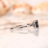 Princess Cut Grey Moissanite Ring, Princess Cut Engagement Ring, 10k/14k/18k White Gold Ring, Simple Wedding Ring, Unique Proposal Ring