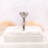 OEC Moissanite Antique Ring, Old Cut Three Stone Ring, Three Stone Vintage Gold Ring, Side Stone Tapered Baguettes, Georgian Engagement Ring