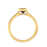 Black Emerald Cut Moissanite Ring, 10K Yellow Gold Twin Band Cathedral Bezel Set Engagement Ring, Anniversary Ring For Her