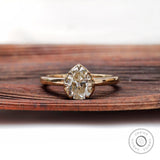 1.35 CT OMC Pear GHI Moissanite Vintage Engagement Ring, Claw Prong, Antique Old Mine Cut, Pear Cut Anniversary Ring,Solid Gold Ring for Her