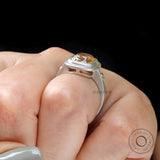 OMC Cushion Dark Champagne Moissanite Engagement Ring, Large Stone Ring, Three Stone Vintage Ring, Matte Finish Euro Shank Ring, Gold Rings