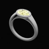 East West Set GHI Oval Cut Moissanite Ring, 10K White Gold Bezel Set Moissanite Ring For Women, Satin Brush Matte Finish, Engagement Ring