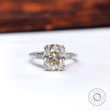 OMC Elongated Cushion Cut Moissanite Engagement Ring, 14K White Gold Three Stone Ring, Anniversary Gift, Unique Wedding Ring