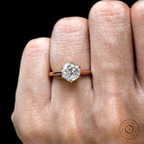 Old European Cut Moissanite Vintage Engagement Ring Tulip Setting Ring Hidden Accented Bridge Cathedral Shank Solitaire Wedding Ring