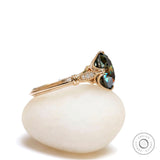 2.94 Ct Blue Green Old Mine Cut Oval Moissanite Ring, Edwardian Style Milgrain Engagement Ring, Art Deco Ring For Women, Triple Prong Set