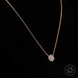 Floral Round Cut Lab Grown Diamond Necklace, 10k/14k/18k Solid Gold Pendant Chain Necklace, Dainty Diamond Necklace For Women, Gift For Her