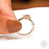 Heart Pink Lab Diamond Cluster Engagement Ring 14k Gold Unique Multi Diamond Knife Edge Milgrain Band Ring Dainty Promise Rings For Women