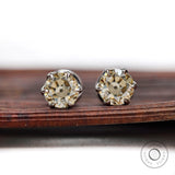 5MM Light Champagne Old European Cut Moissanite Stud Earrings, Unique Screw Back Stud Earrings, Vintage Style Round Moissanite Stud Earrings