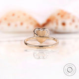 OMC Heart Moissanite Hidden Halo Engagement Closed Basket Bezel Ring 10K Gold Georgian Ring Unique Promise Ring 1 Year Anniversary Gift