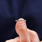 Geometric Moissanite Wedding Band, 14K White Gold Antique Wedding Band, Thin Stacking Band, Dainty Diamond Band, Minimalist Band Ring