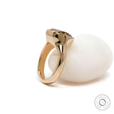 Modern Chunky Statement Ring With Thick Tapered Band, Champagne Bezel Set Ring, Old Mine Cut Champagne Moissanite Ring, Euro Shank Band Ring