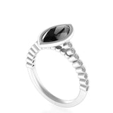 Black Marquise Cut Moissanite Engagement Ring, 10K/14K/18K White Gold Ring, Wedding Ring For Women, Bridal Ring, Anniversary Ring
