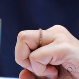 Round Cut Moissanite Floating Eternity Band, 14K White Gold Wedding Band, Women's Anniversary Band, Half Eternity Band, Bubble Wedding Band