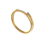 14K Gold Pave Open Cuff Ring, Unique Open Wedding Band Ring, Thin Minimalist Stacking Ring, Open Gap Spacer Ring, Matching Band For Women