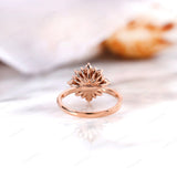 1.5 CT Round Lab Grown Diamond Engagement Ring, IGI Certified, 14k Rose Gold Anniversary Ring, Halo Blossom Ring, Starburst Ring Gold