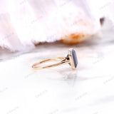 Emerald Cut Black Moissanite Ring, Bezel Set Ring, Step Cut Engagement Ring, Black Stone Ring, Cathedral Rings, 14k Yellow Gold Ring