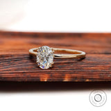 1.5 Ct Solitaire Oval Cut Moissanite Engagement Ring 14k Yellow Gold Single Stone Double Claw Prong Martini Basket Set Promise Ring