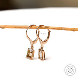 Elegant Champagne Moissanite Earrings in Emerald Cut - Sparkle in Style, Chic Champagne Gold Dangle Earrings with Luxe Moissanite Gems