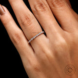 Round Cut Moissanite Wedding Band, Unique Half Eternity Band, 10K/14K/18K Solid Gold Ring, Dainty Stacking Ring, Minimalist Band Ring