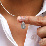 Pave Diamond Teardrop Necklace, Solid Gold Lab Grown Diamond Necklace, Minimalist Pear Shaped Chain Pendant, Daily Wear Necklace