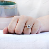 Vintage inspired Old European Cut Round Shape Moissanite Engagement Ring 18K Yellow Gold Wedding Ring Anniversary Promise Gift Ring For Her