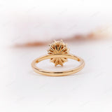 0.90CT Fancy Yellow Oval Cut Natural Colour Diamond Engagement Ring, Starburst Halo Diamond Ring, 14K Mirror Finished Yellow Gold Ring