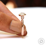 Octavia Asscher Cut Vintage Style Moissanite Ring, Antique Bezel Set Art Deco Engagement Ring, Rose Gold Milgrain Ring For Women