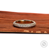 3 Row Full Eternity Wedding Band, Stackable Diamond Wedding Band, Three Row Diamond Band, Anniversary Ring, Elegant Stacking Ring