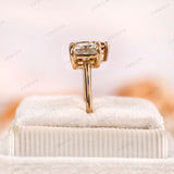 Toi Et Moi Double Stone Engagement Ring Two Stone 14k Yellow Gold Ring Pear Champagne & Princess Moissanite Ring You And Me Ring For Women