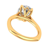 3.1 Ct Elongated Cushion Cut Moissanite Tulip Solitaire Engagement Ring, 14K Solid Yellow Gold Wedding Ring, Floral and Nature Inspired Ring
