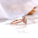 1.5 CT Round Lab Grown Diamond Engagement Ring, IGI Certified, 14k Rose Gold Anniversary Ring, Halo Blossom Ring, Starburst Ring Gold