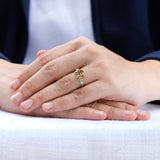 Elongated Cushion Dark Champagne Moissanite Engagement Ring With Side Baguette Stones 14k Yellow Gold Color Moissanite Wedding Bridal Ring