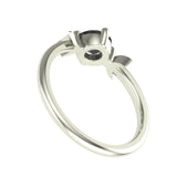 5 MM Brilliant Cut Round Black Moissanite Celestial Style Ring, 10k Solid White Gold Vintage Style Ring, Dainty Black Stone Ring