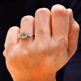 Three Stone Bezel Set Trilogy Champagne Moissanite Ring 3 Stone Vintage Ring Solid Gold Unique Color Moissanite Wedding Bridal Ring