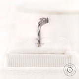 Graduating Round Moissanite V Shaped Chevron Wedding Band, Contour Band White Gold, Dainty Nesting Ring For Women, Wishbone Wedding Ring