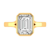 Elongated Asscher Cut Engagement Ring, Bezel Set Ring, Cathedral Ring Moissanite, Step Cut Ring, Yellow Gold Ring, Promise Ring For Her