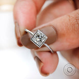 1.10 CT Princess Lab Grown Diamond Ring, Princess Cut Diamond Ring, 14k White Gold Solitaire Wedding Ring, Princess Bezel Engagement Ring