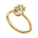 OMC Cushion Lab Grown Diamond Ring, 10K Solid Yellow Gold 8 Prong Solitaire Ring, Lab Created Diamond Engagement Ring, Old Cut Diamond Ring