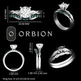 Round Moissanite With Twisted Band Ring, Round Emerald Half Eternity Stacking Band, Bridal Ring Set, Wedding Ring Set, Gift for Her