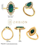 2 CT Blue Green Marquise Cut Moissanite Vintage Style Ring, 10K/14K/18K Yellow Gold Halo Engagement Ring, Moissanite Ring Gold, Promise Ring