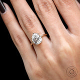 3 CT Fat Pear Unique Custom Cut Lab Grown Diamond Ring, Georgian Style Round Shank Vintage Ring in Yellow Gold, Antique Engagement Ring