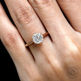 Old European Cut Moissanite Vintage Engagement Ring Tulip Setting Ring Hidden Accented Bridge Cathedral Shank Solitaire Wedding Ring