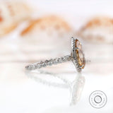 Old Mine Cut Pear Champagne Moissanite Engagement Ring, Elegant Solid 14K Gold Promise Ring, Perfect Anniversary Promise Ring For Women