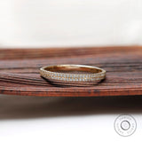 2 MM Pave Set Half Eternity Diamond Wedding Band, Unique Moissanite Wedding Band, Yellow Gold Thin Diamond Band, Double Row Eternity Ring