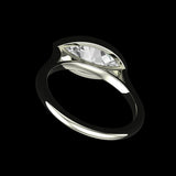 Marquise Brilliant Cut Moissanite East West Ring in 10K/14K/18K Solid Gold, Bezel Cathedral Set Ring, Engagement Ring For Women