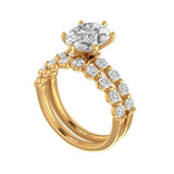 Oval Lab Diamond Ring Set Engagement Ring With Matching Shared Prong Setting Wedding Band 18k Yellow Gold Moissanite Bridal Ring Set