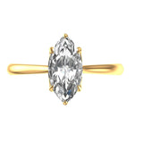 Marquise Cut Moissanite Engagement Ring, 10K Yellow Gold Tulip Set Ring, Cathedral Shank Ring, Unique Wedding Ring, Solitaire Ring