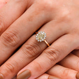 0.90CT Fancy Yellow Oval Cut Natural Colour Diamond Engagement Ring, Starburst Halo Diamond Ring, 14K Mirror Finished Yellow Gold Ring