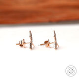 Valkyrie Stud Earrings, Flying Guardian Angel Earrings, Black Moissanite Earrings, Solid Gold Dainty Earrings, Earrings For Young Girl